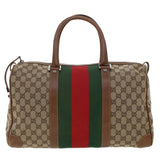 Gucci GG Canvas Web Sherry Line Boston Bag Beige Red 2122.000.5301 43326