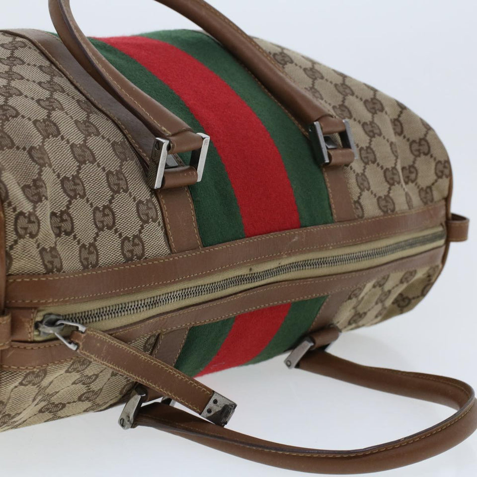 Gucci GG Canvas Web Sherry Line Boston Bag Beige Red 2122.000.5301 43326