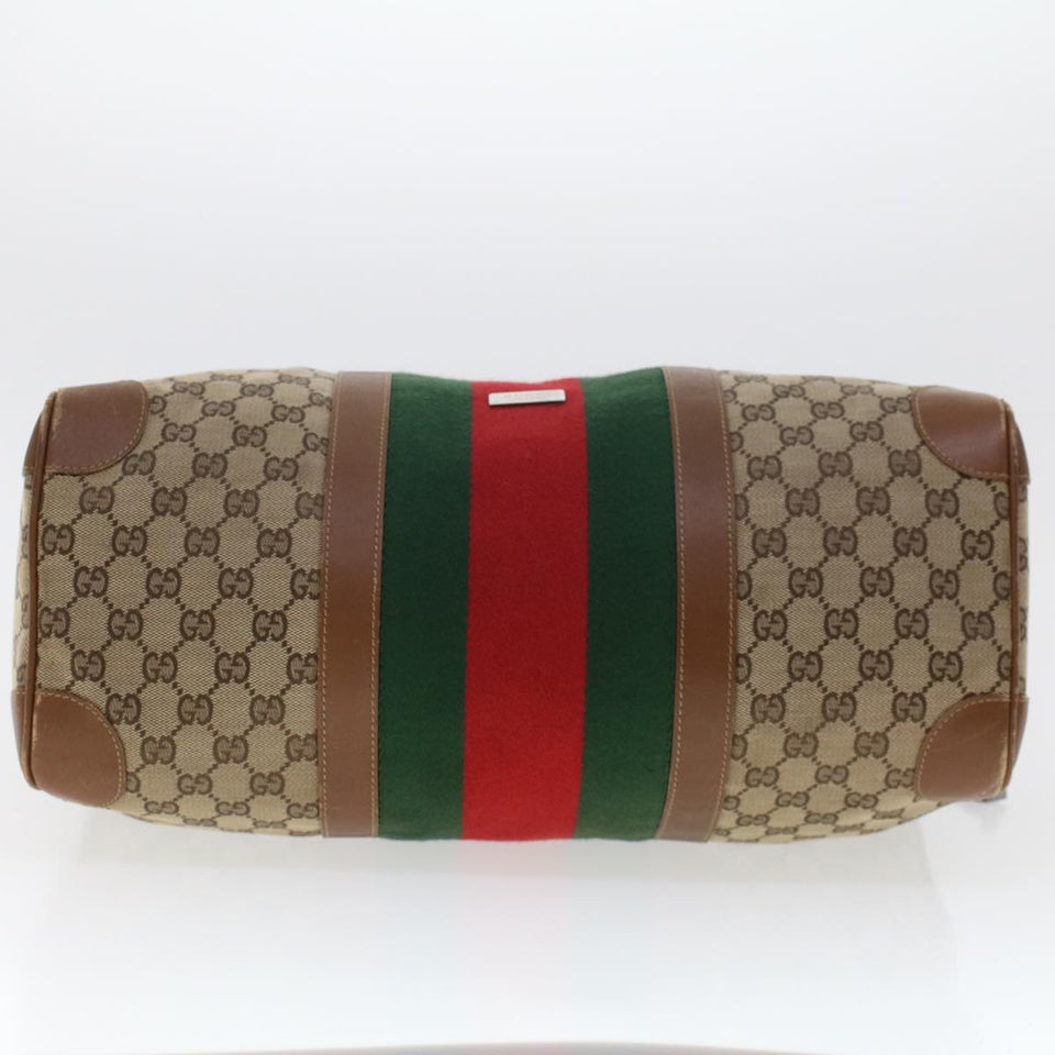 Gucci GG Canvas Web Sherry Line Boston Bag Beige Red 2122.000.5301 43326