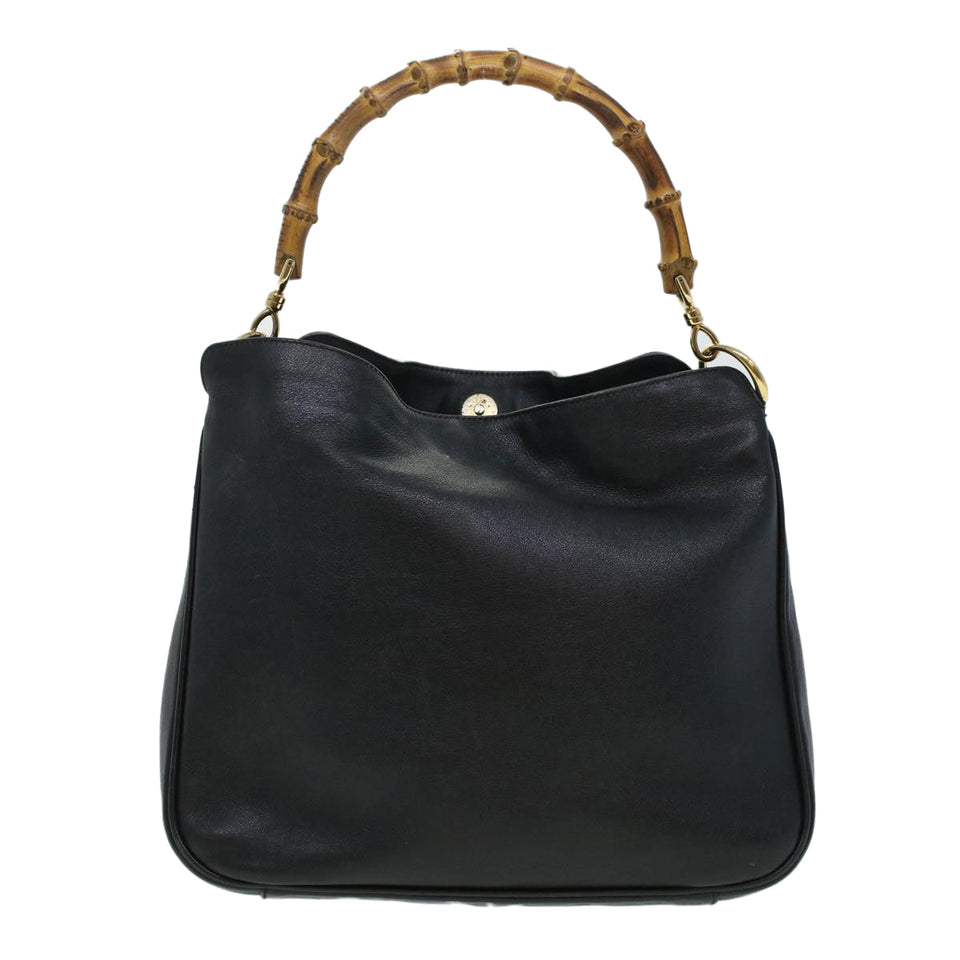 Gucci Bamboo Hand Bag Leather 2way Black 001.3444.1638 43328