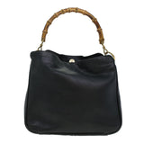 Gucci Bamboo Hand Bag Leather 2way Black 001.3444.1638 43328