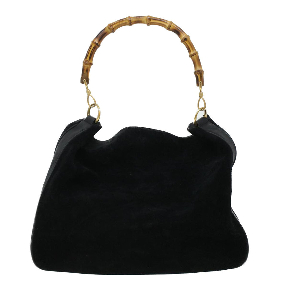 Gucci Bamboo Hand Bag Suede 2way Black 43330