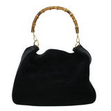 Gucci Bamboo Hand Bag Suede 2way Black 43330