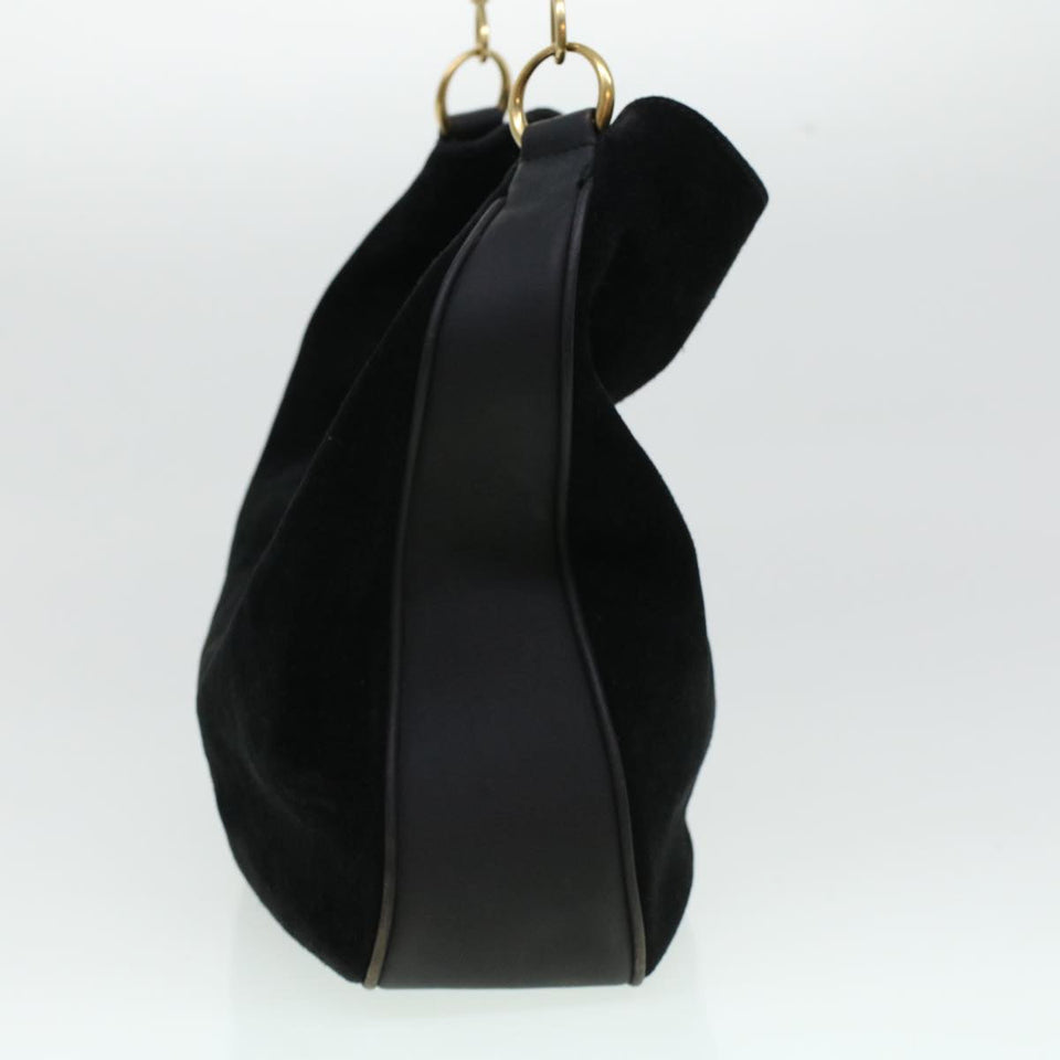 Gucci Bamboo Hand Bag Suede 2way Black 43330