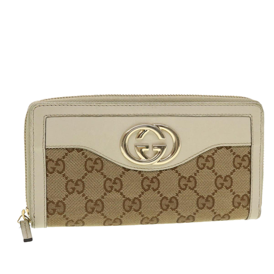 Gucci GG Canvas Long Wallet Beige White 308012 43741