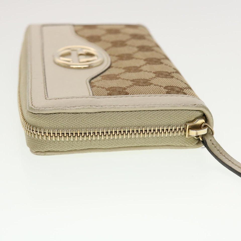 Gucci GG Canvas Long Wallet Beige White 308012 43741