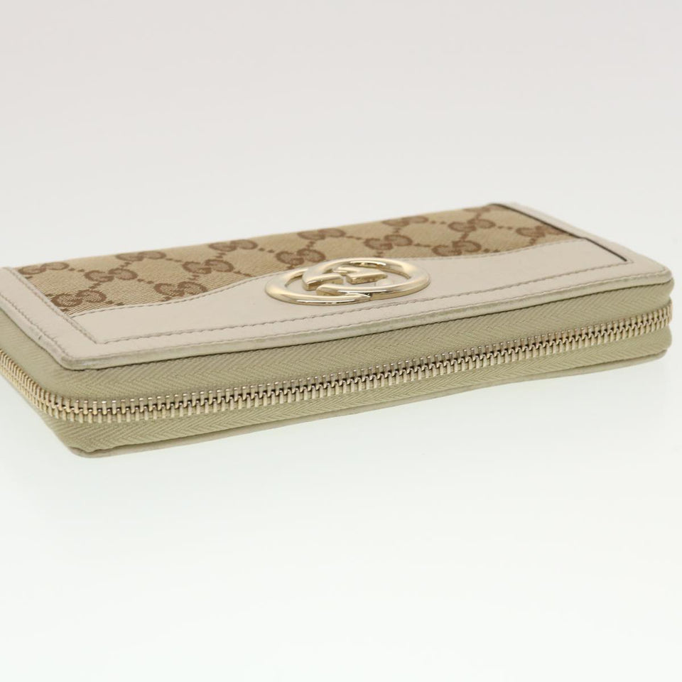 Gucci GG Canvas Long Wallet Beige White 308012 43741