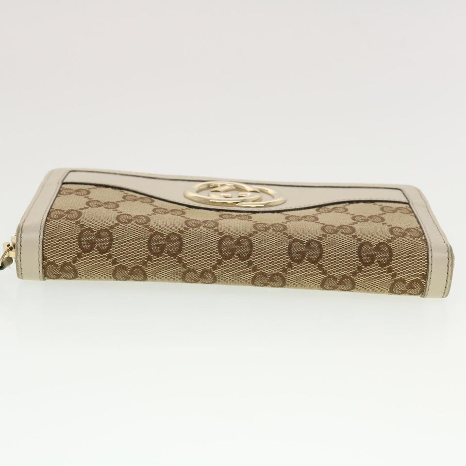 Gucci GG Canvas Long Wallet Beige White 308012 43741