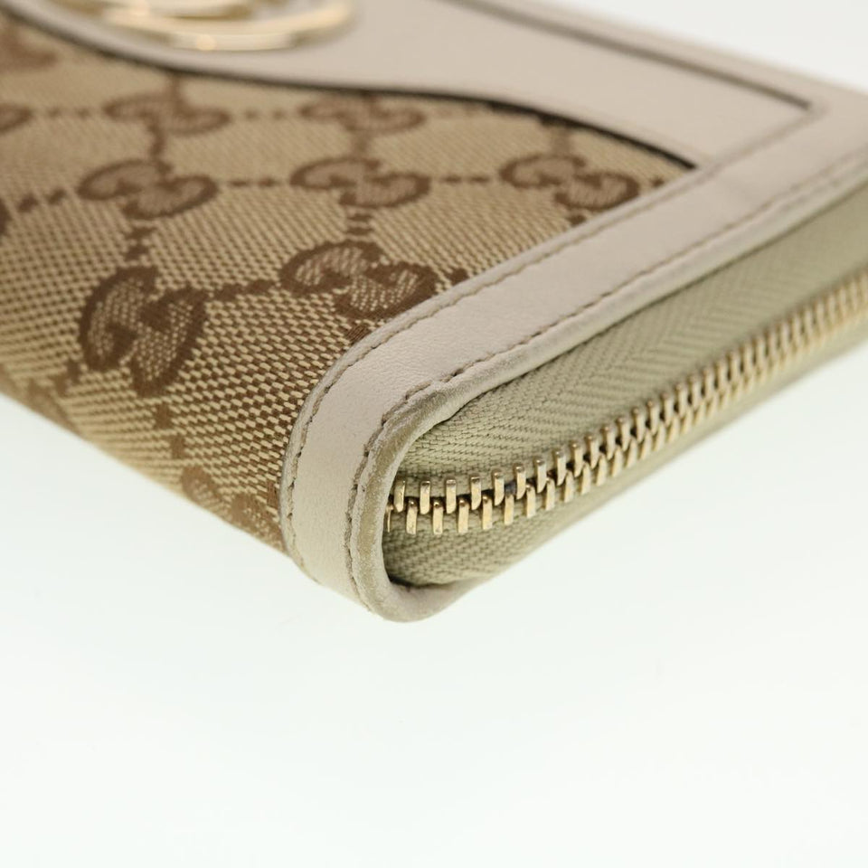 Gucci GG Canvas Long Wallet Beige White 308012 43741