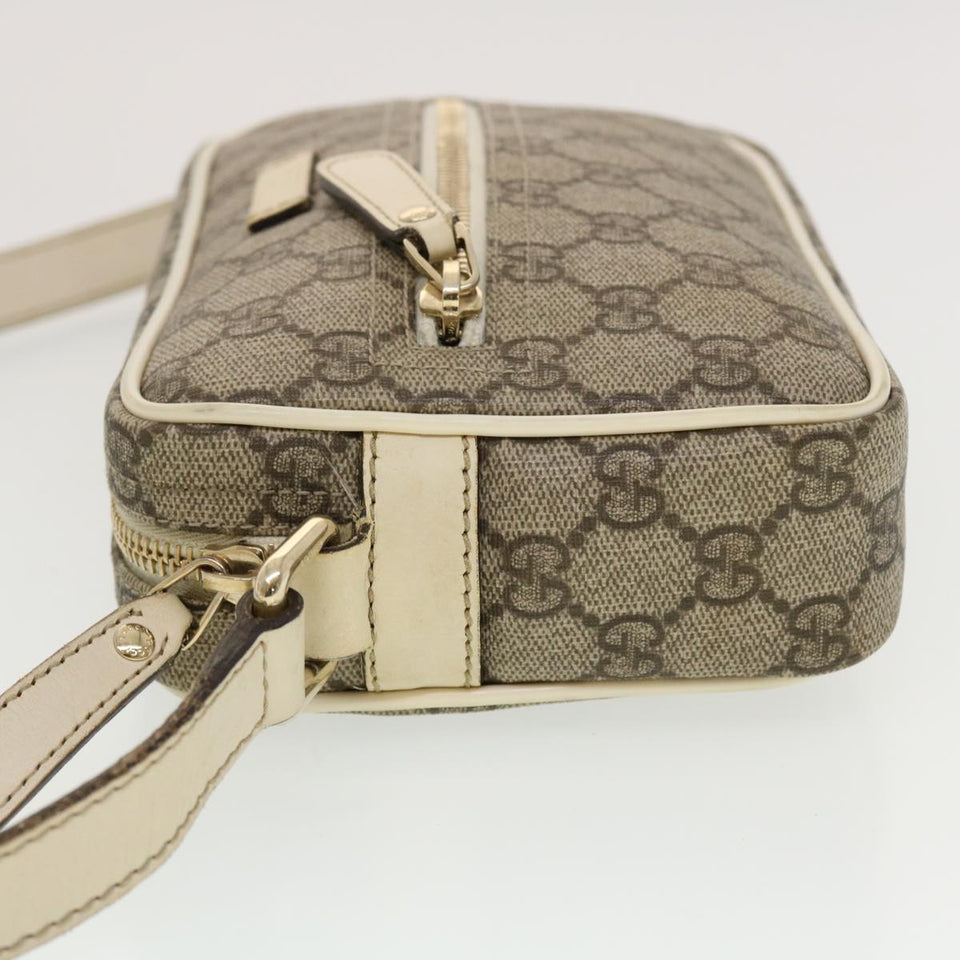 Gucci GG Canvas Shoulder Bag PVC Leather Beige 201447 43748