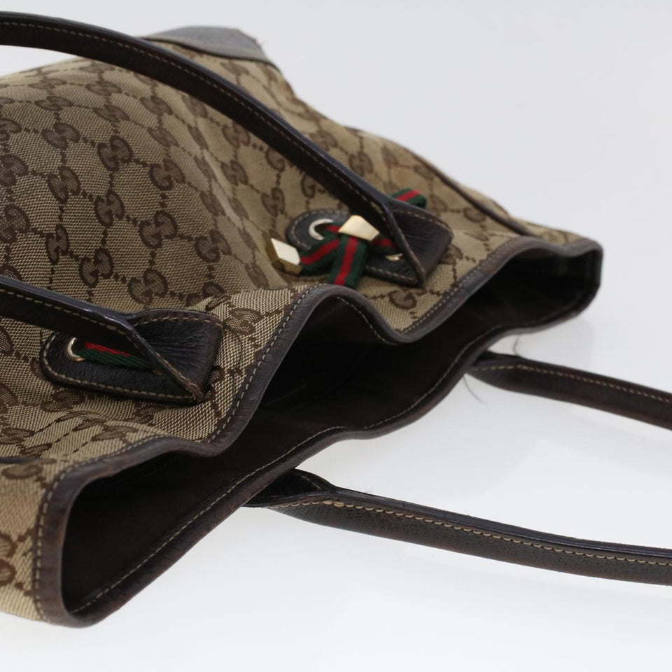 Gucci GG Canvas Web Sherry Line Shoulder Bag Beige Red Green 163805 43883