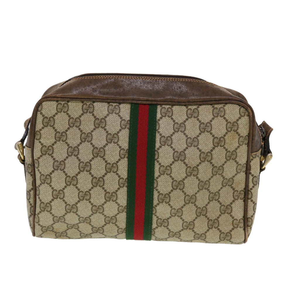 Gucci GG Canvas Web Sherry Line Shoulder Bag Beige Red Green 43901