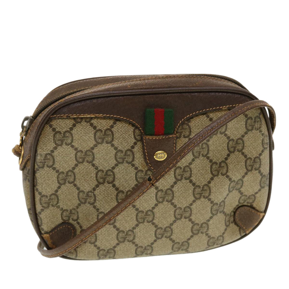 Gucci GG Canvas Web Sherry Line Shoulder Bag Beige Red Green 43903