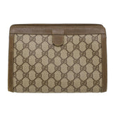 Gucci GG Canvas Web Sherry Line Clutch Bag PVC Leather Beige Red 43908