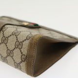 Gucci GG Canvas Web Sherry Line Clutch Bag PVC Leather Beige Red 43908