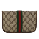 Gucci GG Canvas Web Sherry Line Pouch PVC Leather Beige Red Green 44035