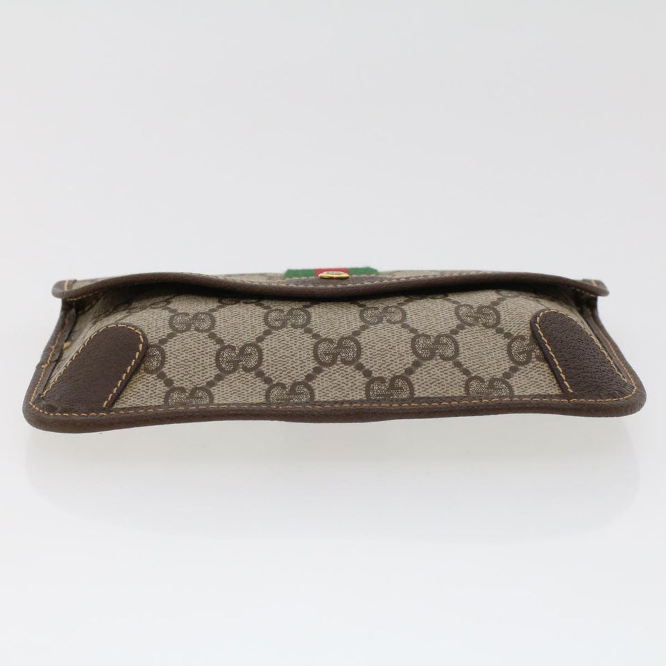 Gucci GG Canvas Web Sherry Line Pouch PVC Leather Beige Red Green 44035