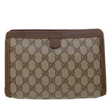 Gucci GG Canvas Web Sherry Line Clutch Bag PVC Leather Beige Green 44139