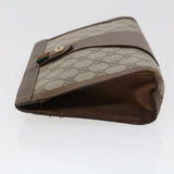 Gucci GG Canvas Web Sherry Line Clutch Bag PVC Leather Beige Green 44139