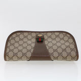Gucci GG Canvas Web Sherry Line Clutch Bag PVC Leather Beige Green 44152