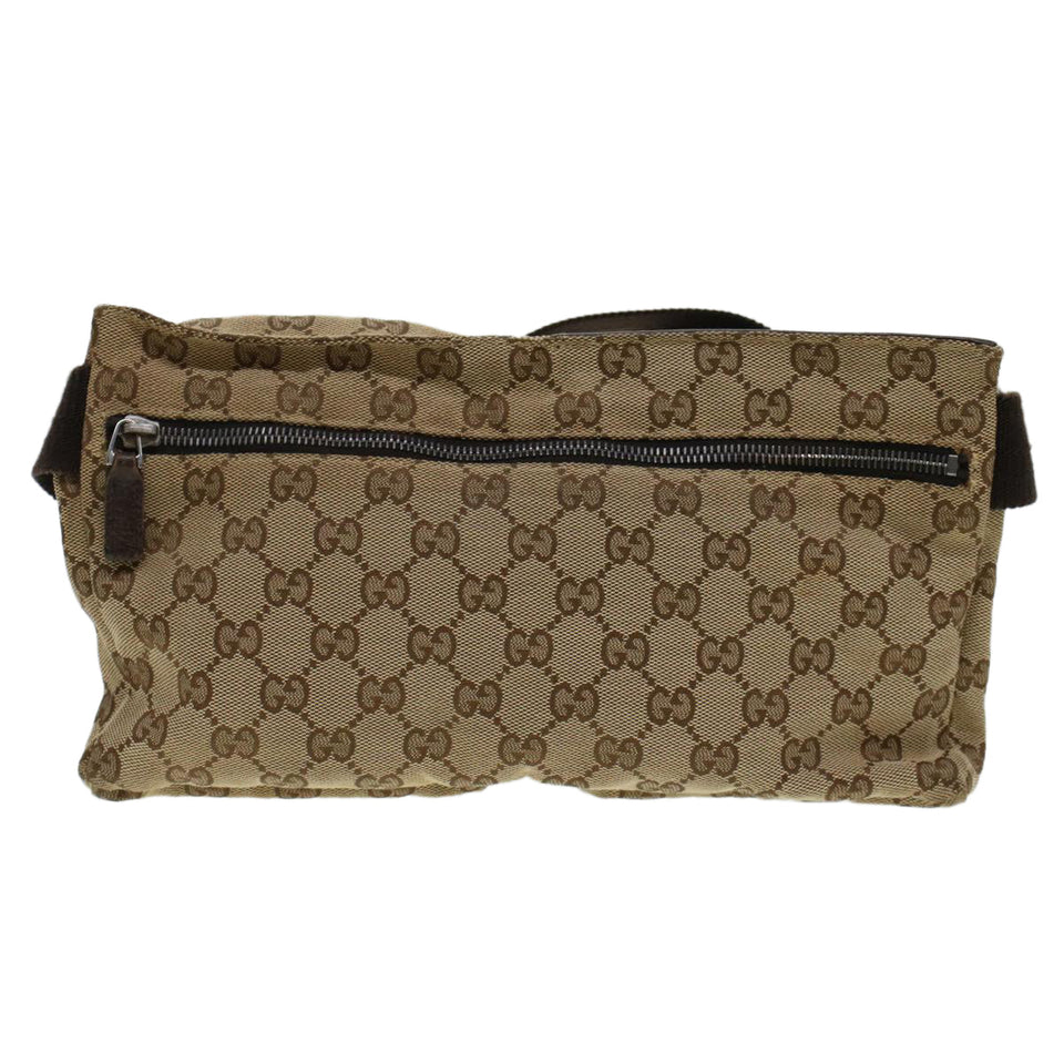 Gucci GG Canvas Waist Bag Beige Dark Brown 44156