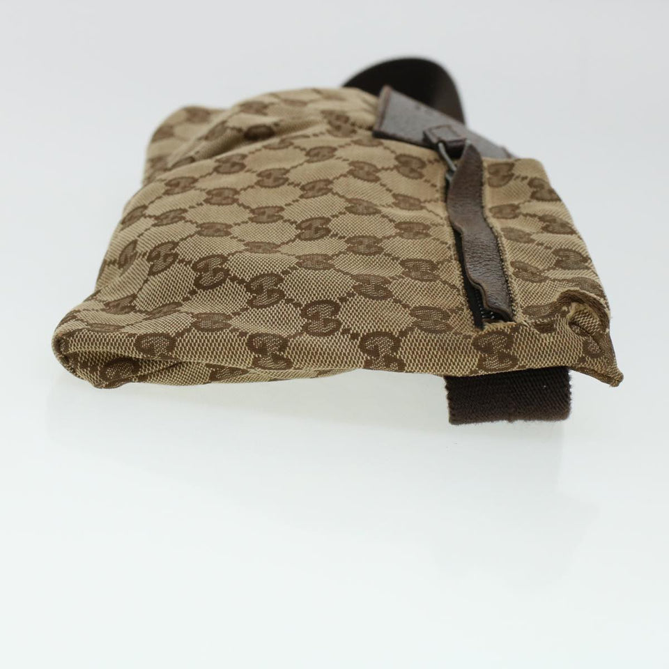 Gucci GG Canvas Waist Bag Beige Dark Brown 44156