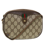 Gucci GG Canvas Web Sherry Line Shoulder Bag Beige Red 156.02.066 44261