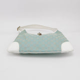 Gucci Jackie Vintage Blue Nylon White Leather Shoulder Bag Medium