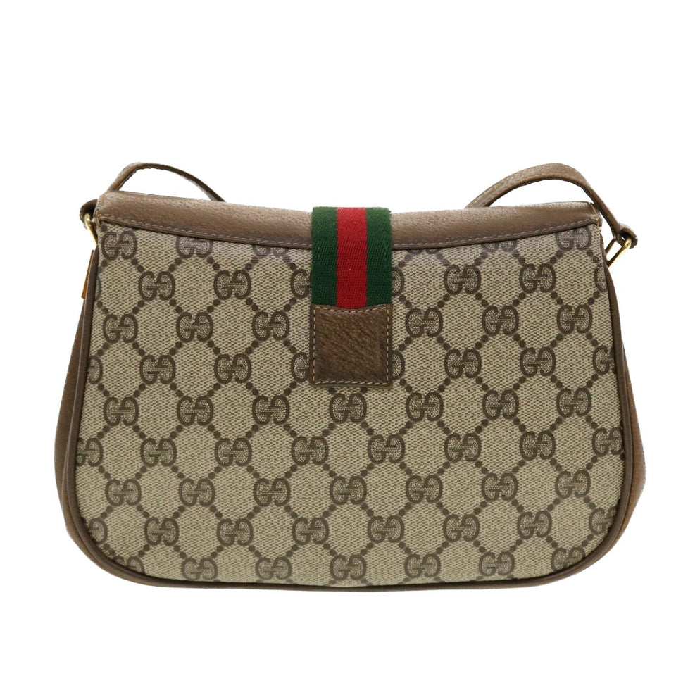 Gucci GG Canvas Web Sherry Line Shoulder Bag Beige Red 116.02.024 44306
