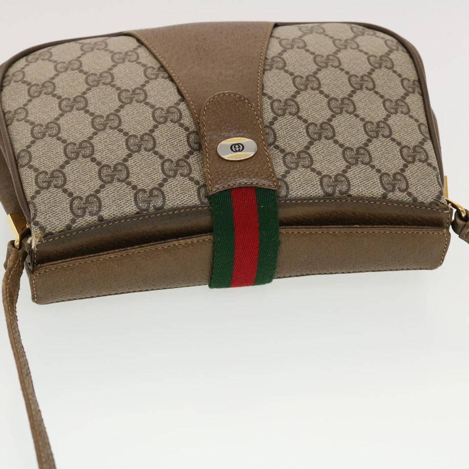 Gucci GG Canvas Web Sherry Line Shoulder Bag Beige Red 116.02.024 44306