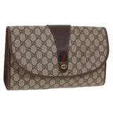 Gucci GG Canvas Web Sherry Line Clutch Bag Beige Red Green 156.01.031 44314