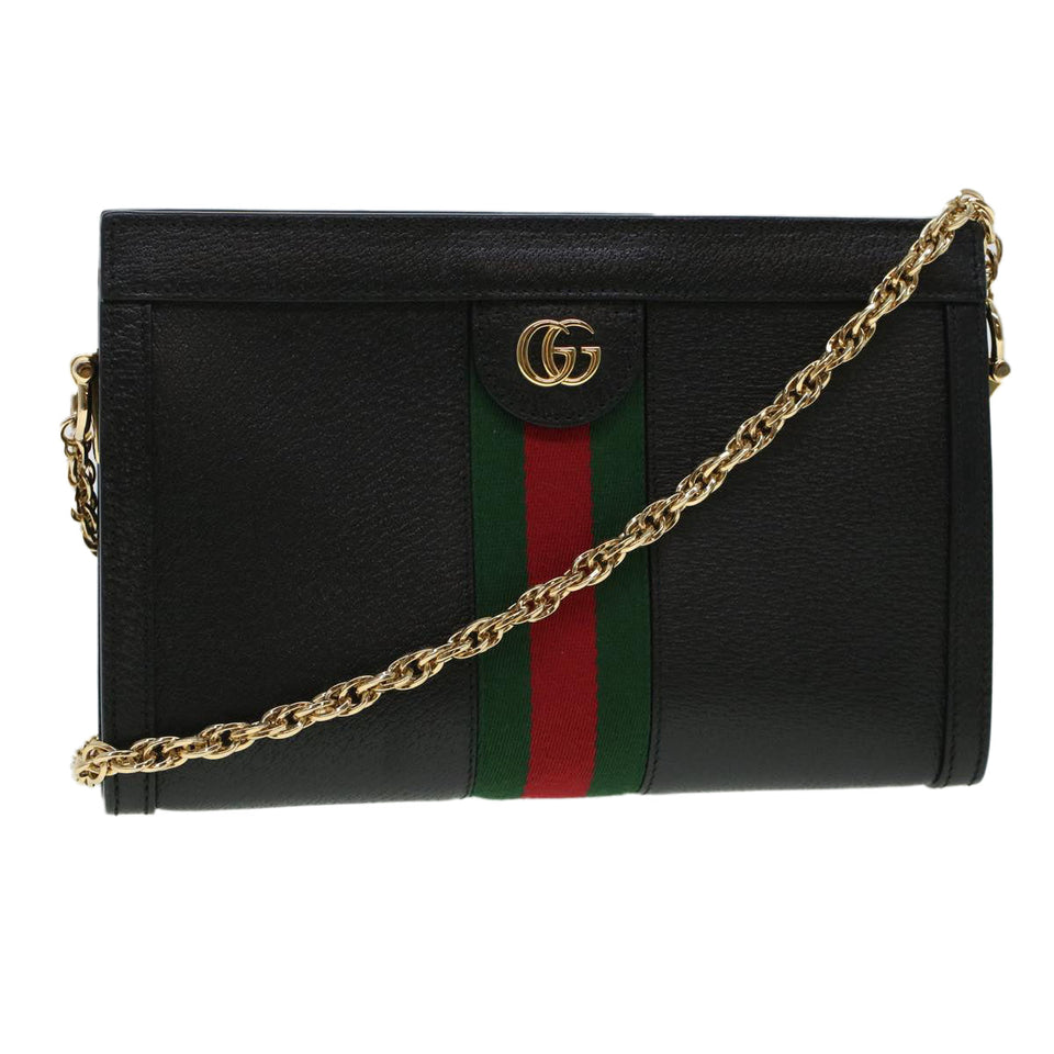 Gucci Ophdia GG Chain Web Sherry Line Shoulder Bag Black Red 503877 44699A