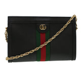 Gucci Ophdia GG Chain Web Sherry Line Shoulder Bag Black Red 503877 44699A