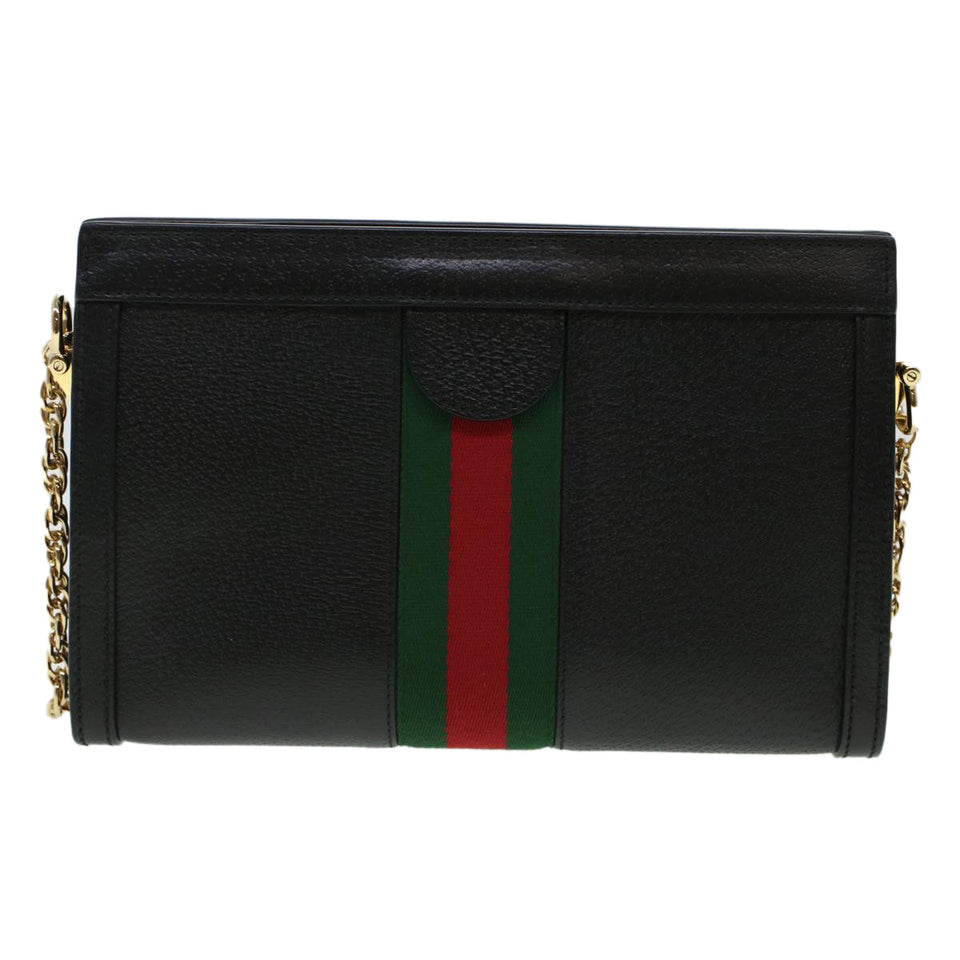 Gucci Ophdia GG Chain Web Sherry Line Shoulder Bag Black Red 503877 44699A