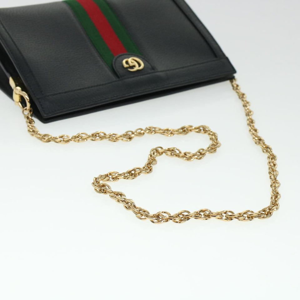Gucci Ophdia GG Chain Web Sherry Line Shoulder Bag Black Red 503877 44699A