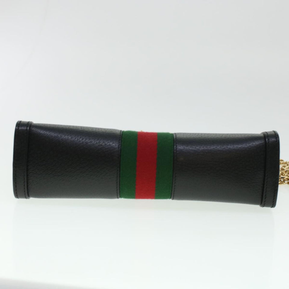 Gucci Ophdia GG Chain Web Sherry Line Shoulder Bag Black Red 503877 44699A