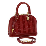 Louis Vuitton Vernis Rayure Alma BB Hand Bag Red LV Auth