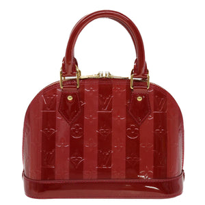 Louis Vuitton Vernis Rayure Alma BB Hand Bag Red LV Auth