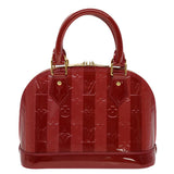 Louis Vuitton Vernis Rayure Alma BB Hand Bag Red LV Auth