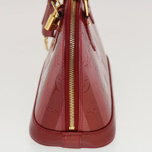 Louis Vuitton Vernis Rayure Alma BB Hand Bag Red LV Auth