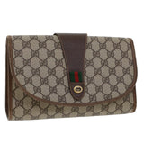 Gucci GG Canvas Web Sherry Line Clutch Bag Beige Red Green 156.01.030 44751