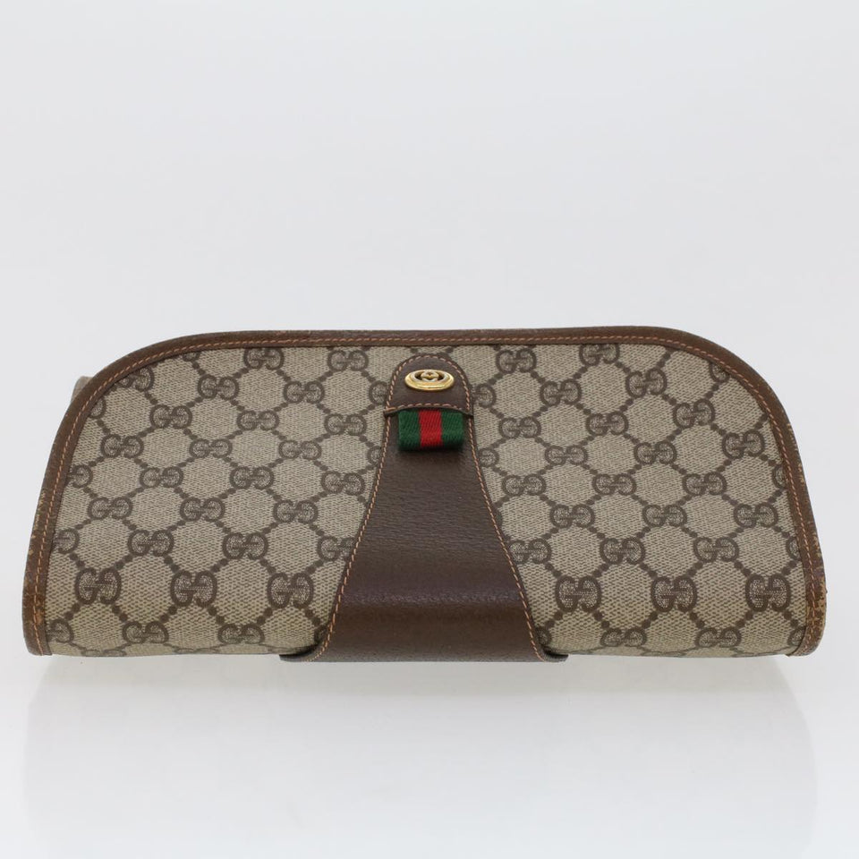 Gucci GG Canvas Web Sherry Line Clutch Bag Beige Red Green 156.01.030 44751