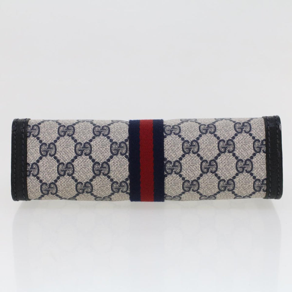 Gucci GG Canvas Sherry Line Clutch Bag Gray Red Navy 64.014.2125.23 44752