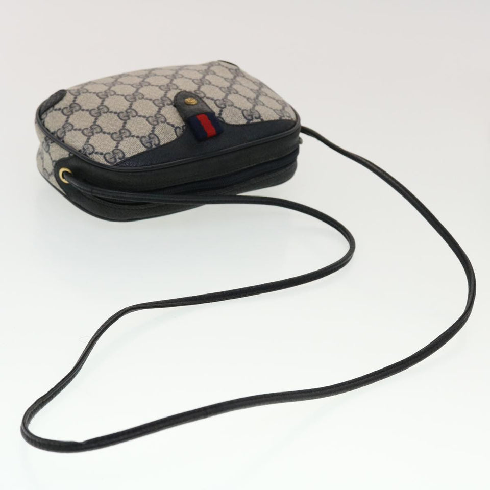 Gucci GG Canvas Sherry Line Shoulder Bag PVC Leather Gray Red Navy 44784