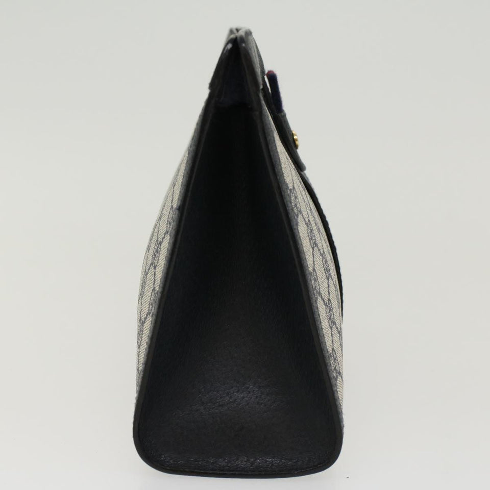 Gucci GG Canvas Sherry Line Clutch Bag Gray Red Navy 89•01•033 44785