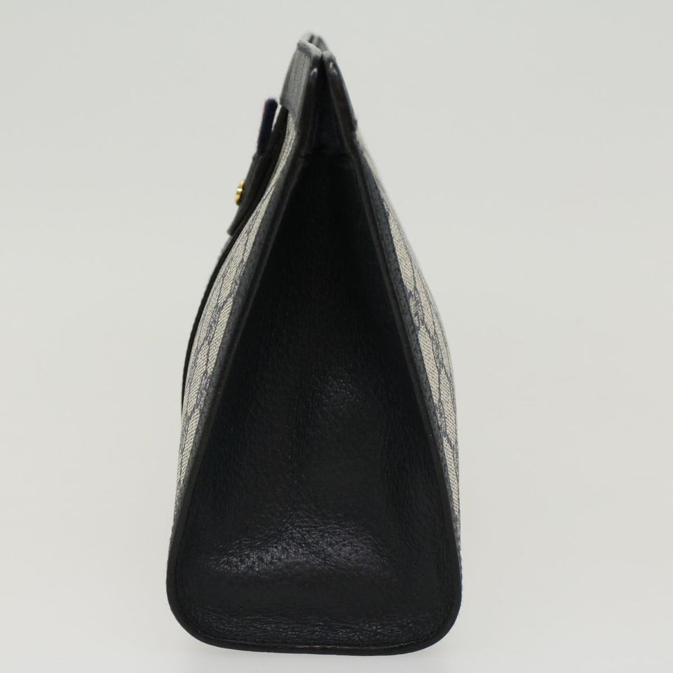 Gucci GG Canvas Sherry Line Clutch Bag Gray Red Navy 89•01•033 44785