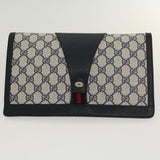 Gucci GG Canvas Sherry Line Clutch Bag Gray Red Navy 89•01•033 44785