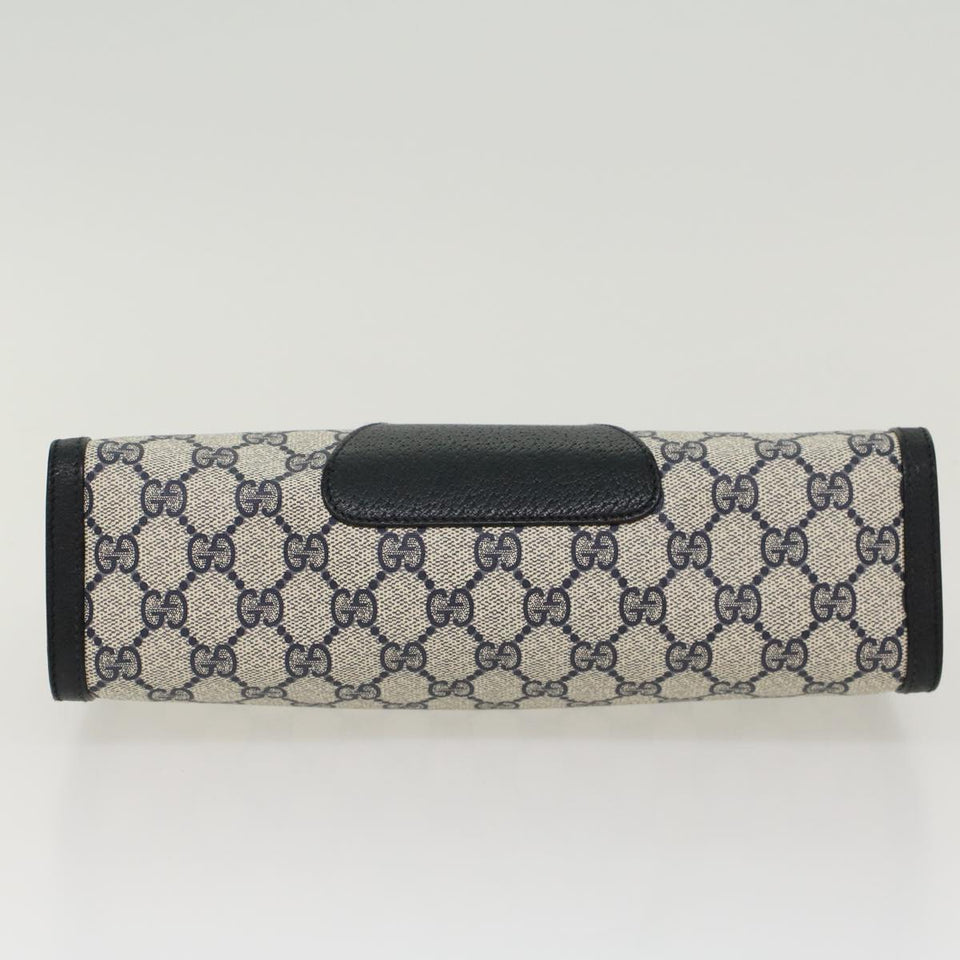 Gucci GG Canvas Sherry Line Clutch Bag Gray Red Navy 89•01•033 44785