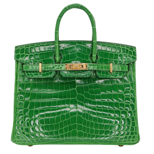 Hermes25cm Birkin Cactus Shiny Niloticus Crocodile Gold Hardware
