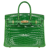 Hermes25cm Birkin Cactus Shiny Niloticus Crocodile Gold Hardware